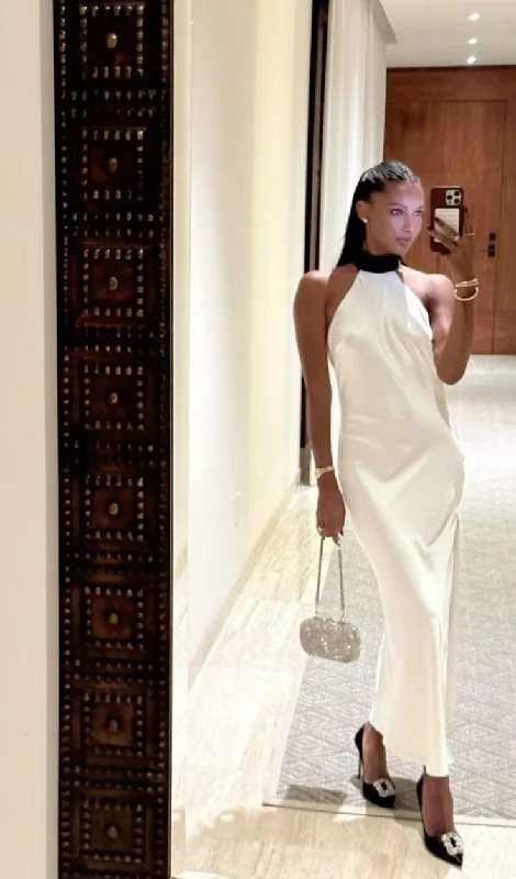 White Halter Satin Sheath Long Party Dress Evening Gown, DP3670 Tunics Sale discount White Halter Satin Sheath Long Party Dress Evening Gown, DP3670 Tunics Sale discount