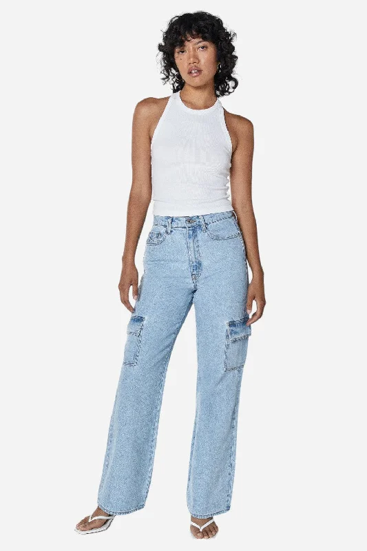 Unpublished Jolene High-Rise Cargo Relaxed Flare Pants in Echo Park Classic Pleated Pants