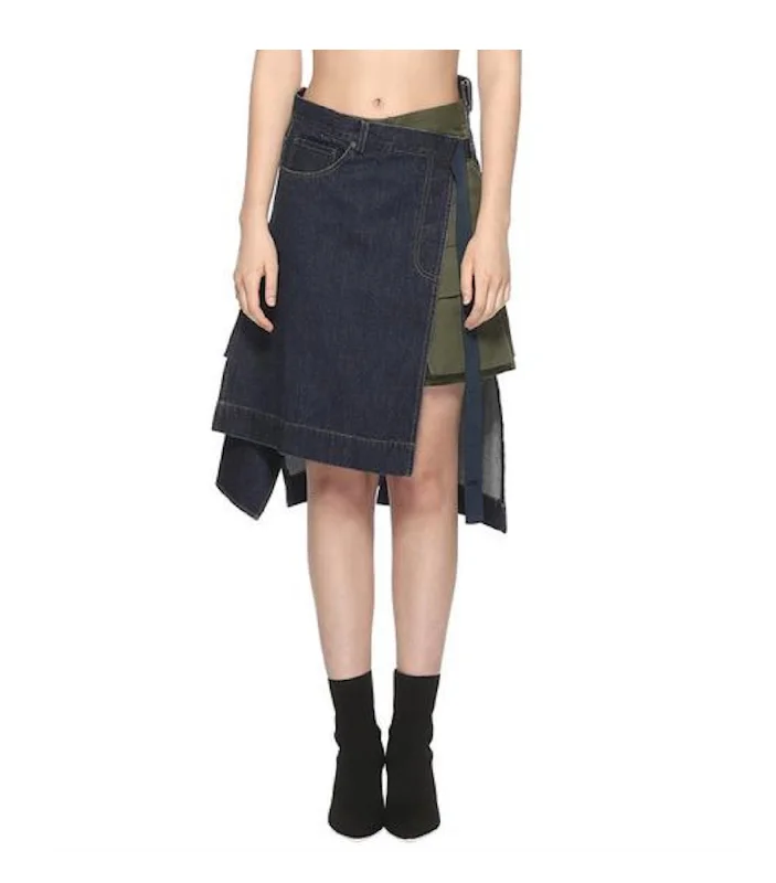 Asymmetric Patchwork Skirt ruffled skirt detail