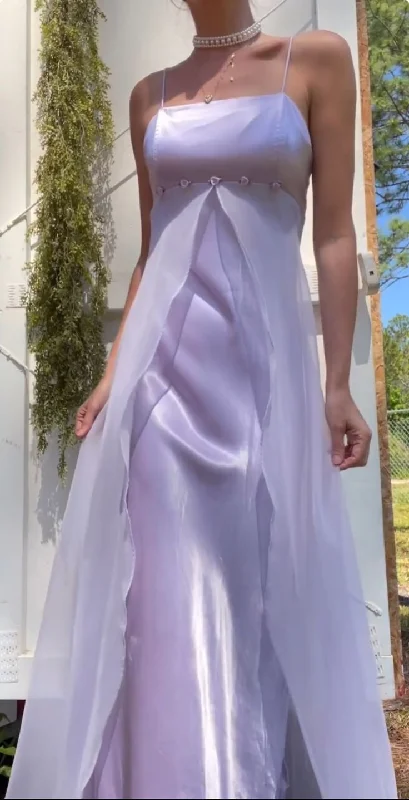 Light Lilac Spaghetti Straps A-Line Long Formal Party Dress, DP4009 Pleated Skirt Elegant Light Lilac Spaghetti Straps A-Line Long Formal Party Dress, DP4009 Pleated Skirt Elegant