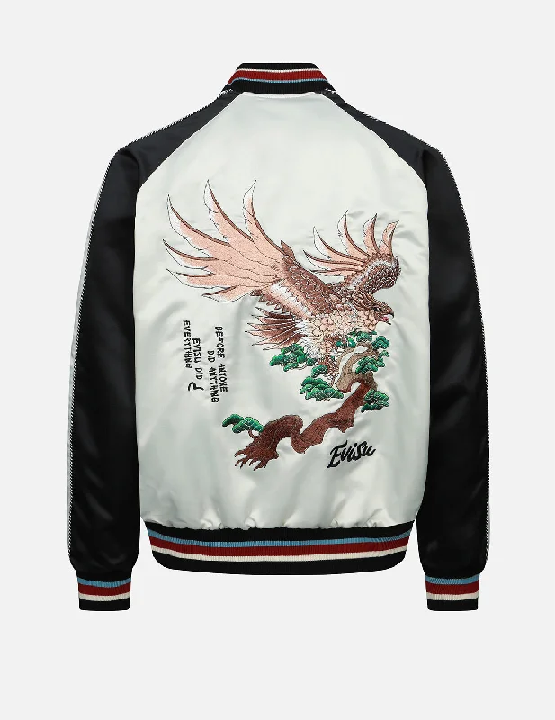 Eagle and Logo Embroidery Reversible Souvenir Jacket Elasticated Jacket Padded Jacket Insulated Jacket