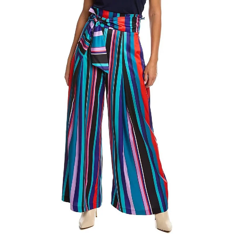 Gracia Womens Striped  Wide Leg Pants Fashionable Sporty Pants