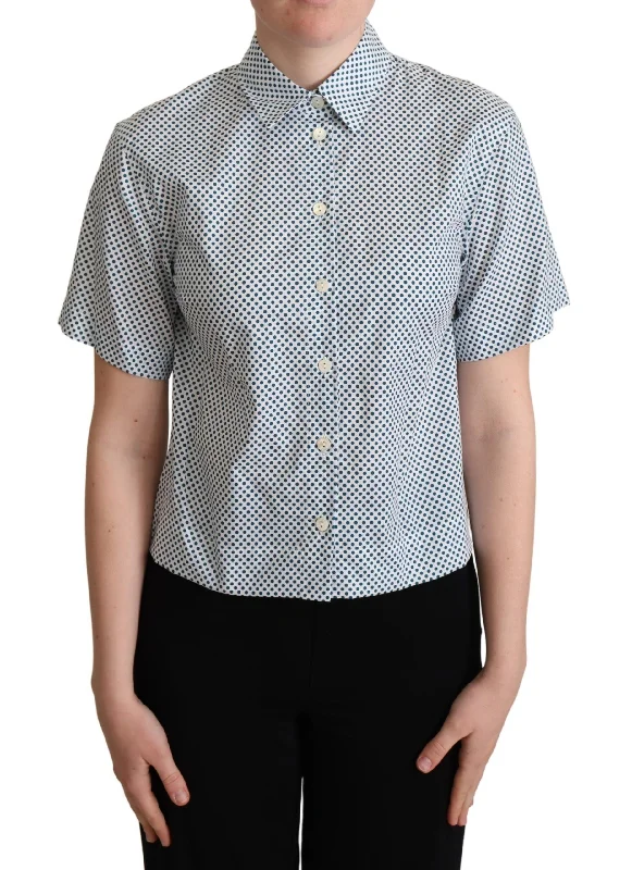 Dolce & Gabbana Elegant Polka Dot Cotton Polo Women's Shirt-- Collared T-Shirt Boat Neck A-Line Dolce & Gabbana Elegant Polka Dot Cotton Polo Women's Shirt-- Collared T-Shirt Boat Neck A-Line