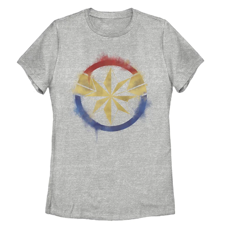 Women's Marvel Avengers: Endgame Smudged Captain Marvel T-Shirt-- Fitted T-Shirt Seamless Stretchy Women's Marvel Avengers: Endgame Smudged Captain Marvel T-Shirt-- Fitted T-Shirt Seamless Stretchy