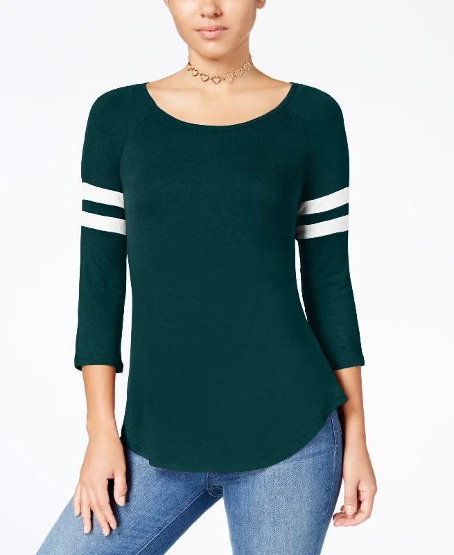 Hippie Rose Juniors 3/4 Sleeve Football T-Shirt-- Ribbed T-Shirt High Neck Heavyweight Hippie Rose Juniors 3/4 Sleeve Football T-Shirt-- Ribbed T-Shirt High Neck Heavyweight