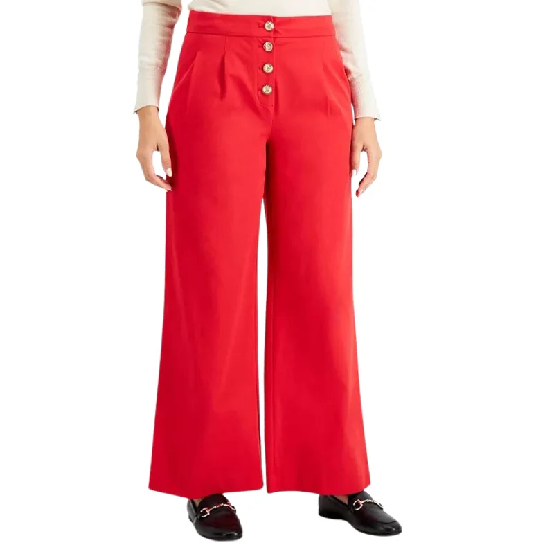 CHARTER CLUB - Stretch Pleated Pocketed Button Fly Wear to Work Wide Leg Pants Elegant Dress Pants