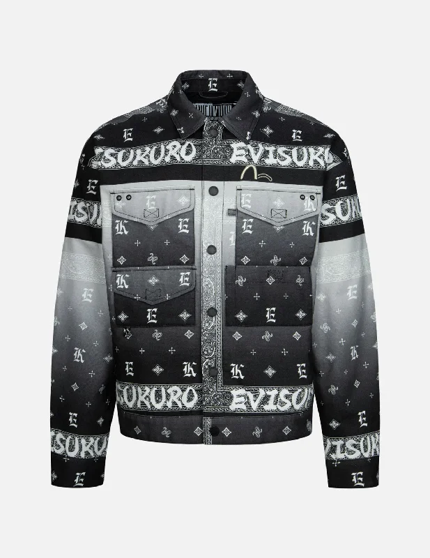 Gradient Allover Paisley Printed Loose Fit Trucker Jacket Anorak Shell Jacket Lightweight Jacket Gradient Allover Paisley Printed Loose Fit Trucker Jacket Anorak Shell Jacket Lightweight Jacket