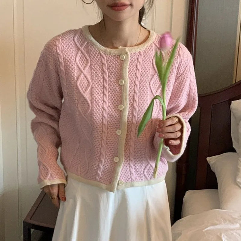 2024 Spring woman new arrival crew neck long sleeve elegant cardigan vintage style sweater coat Knit Fabric Woven Fabric Fleece Fabric 2024 Spring woman new arrival crew neck long sleeve elegant cardigan vintage style sweater coat Knit Fabric Woven Fabric Fleece Fabric